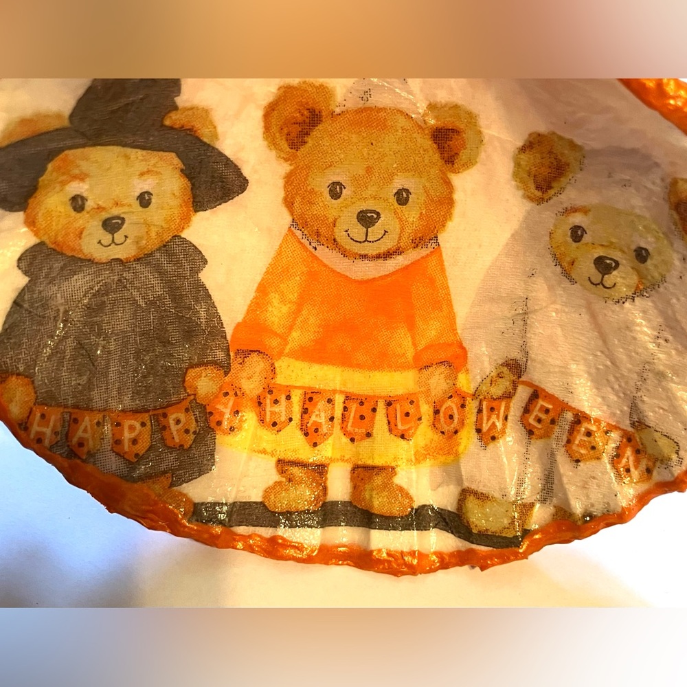 Handcrafted Shell Dish Happy Halloween Bears  Decoupage - Picture 4 of 5